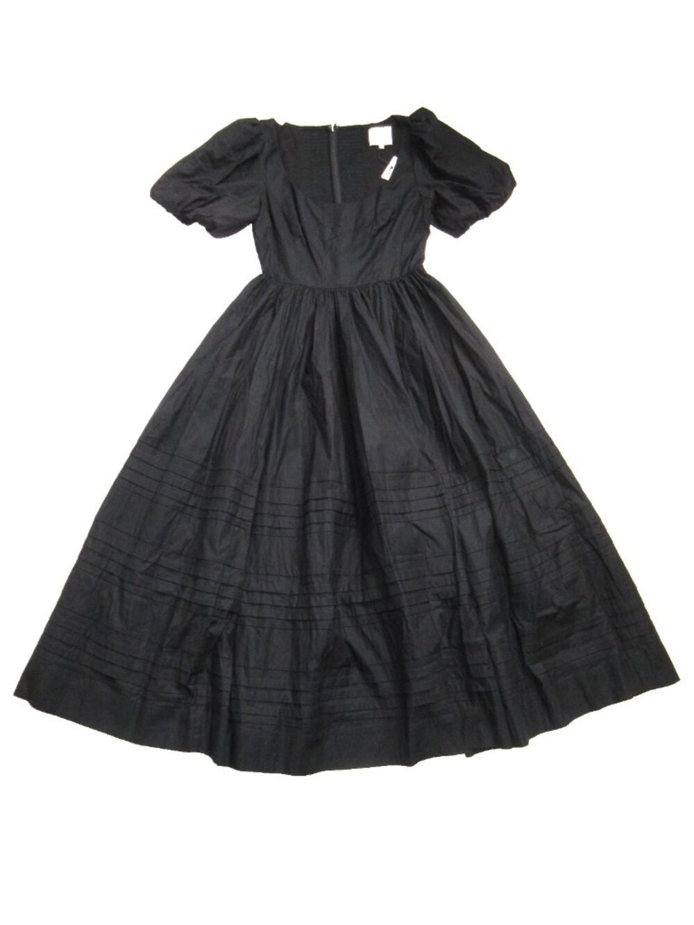 NWT Reformation Everlyn in Black Cotton Puff Sleeve Fit & Flare Midi Dress 8 - Picture 8 of 12